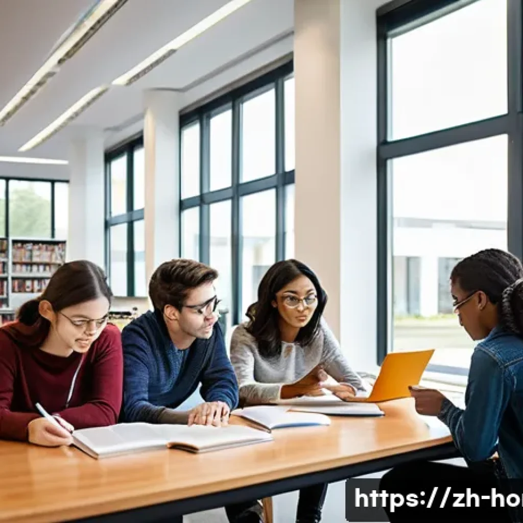 주택관리사 시험 주의사항 - **Prompt:** "A group of diverse young adults studying together at a brightly lit table in a modern l...