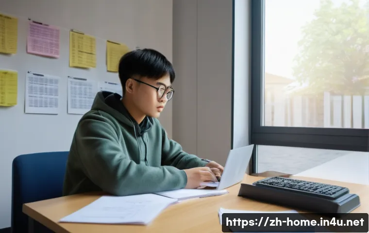주택관리사 모의고사 활용법 - A modern study room scene featuring a focused Chinese student sitting at a clean desk with a laptop,...