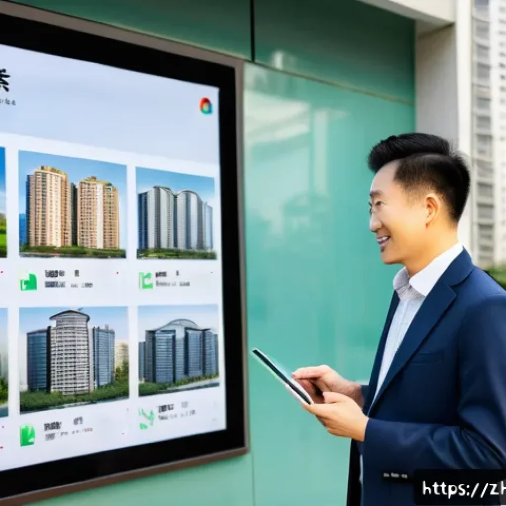 주택관리사와 관리단 간의 관계 - A modern Chinese residential community management scene showing a professional housing administrator...