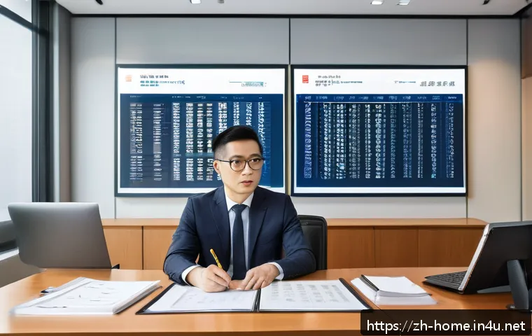주택관리사 자격증 유지 조건 - A modern office scene showing a professional Chinese property manager attentively studying policy up...