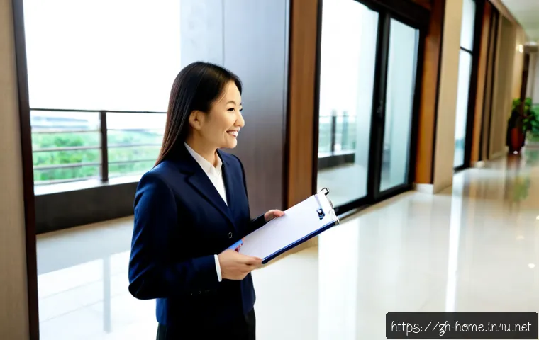 주택관리사 업무의 장점과 단점 - Photorealistic residential property manager in smart business-casual attire warmly greeting diverse ...